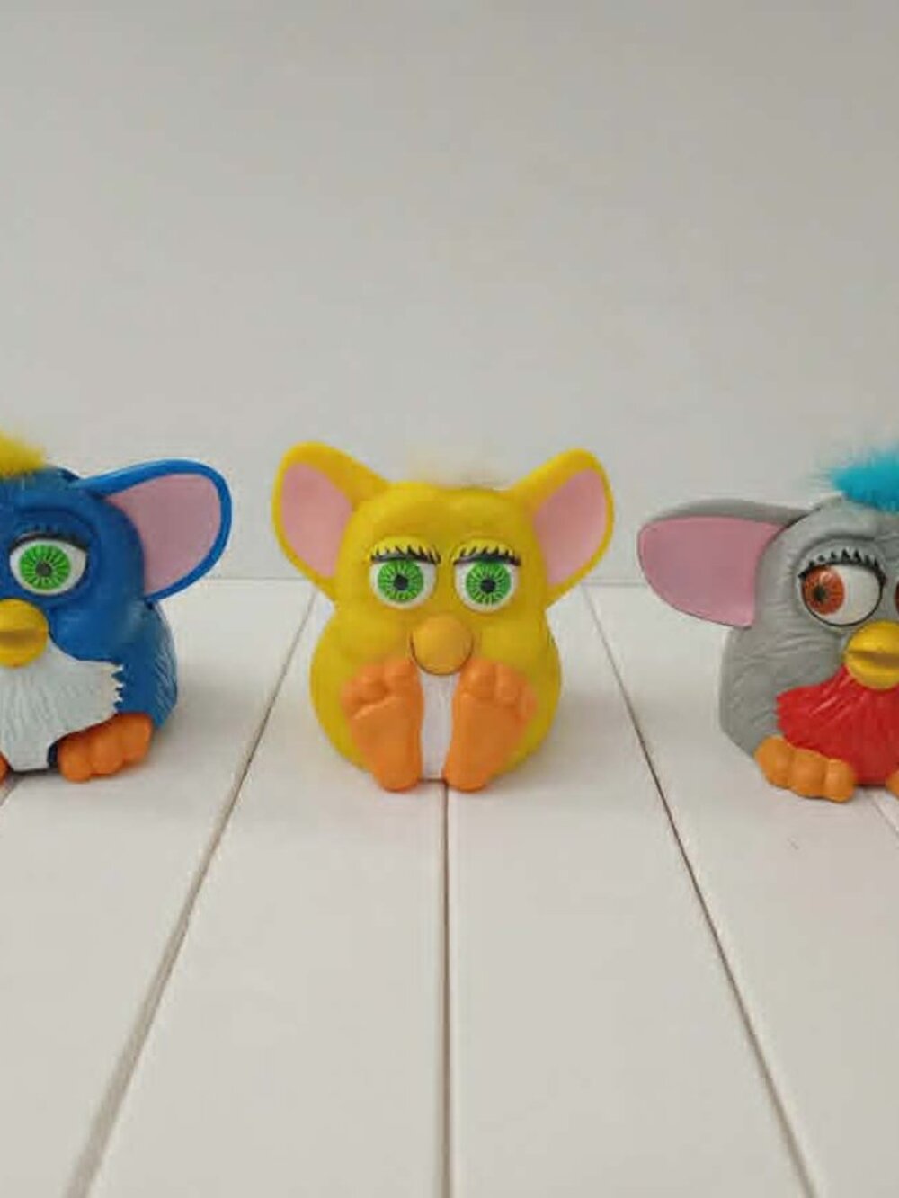 Vintage McDonalds Furbys Happy Meal Toys Lot of 3 Pink Blue Yellow 1998